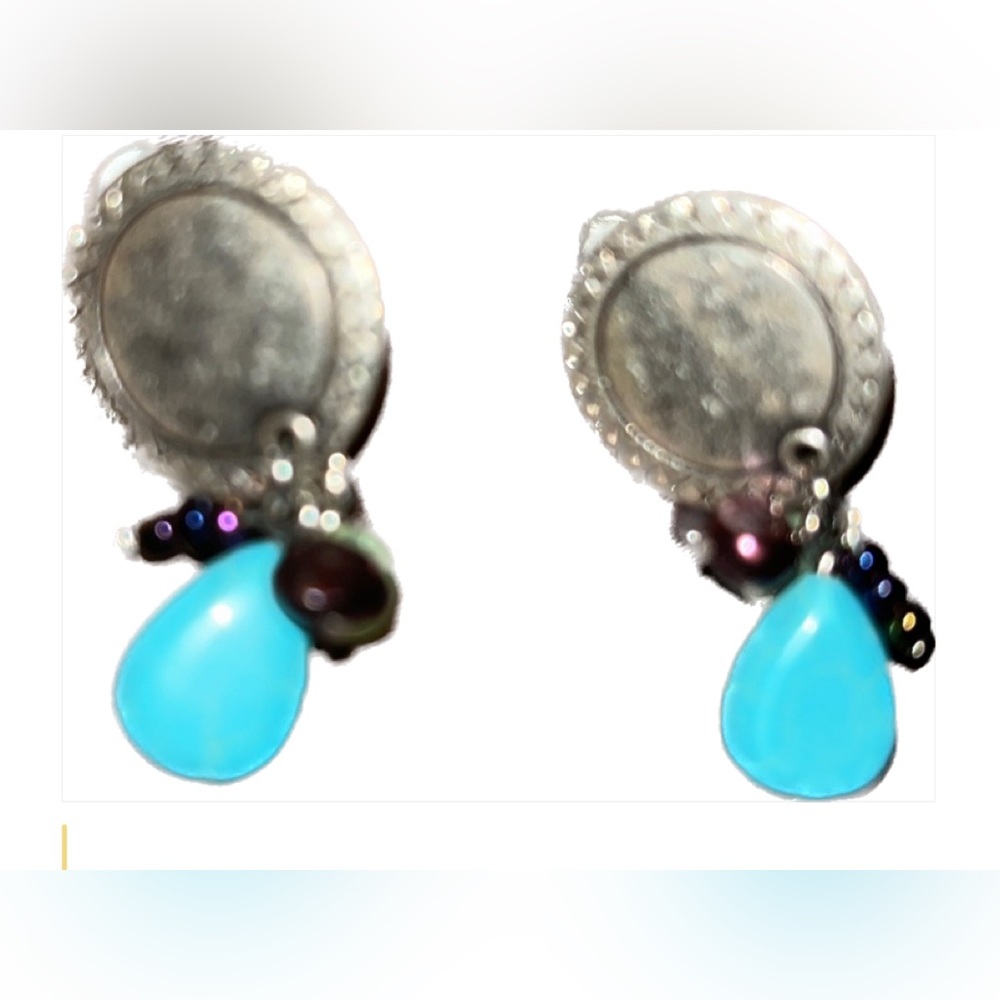 Sliver and howlite vintage’s Clip on earrings